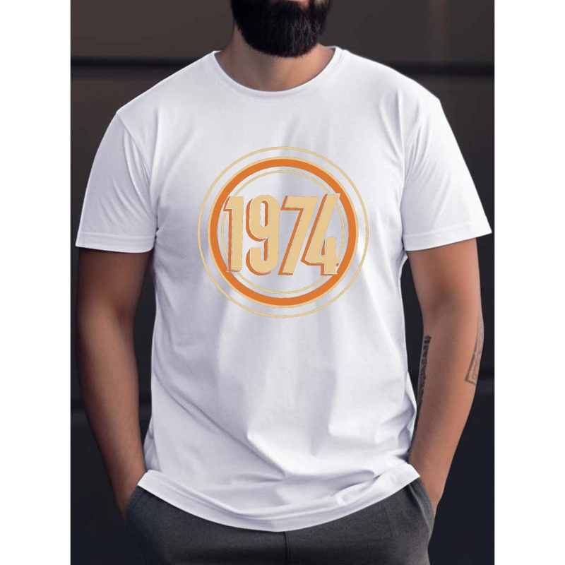 

1974 Print Tee Shirt, Tees For Men, Casual Short Sleeve T-shirt For Summer