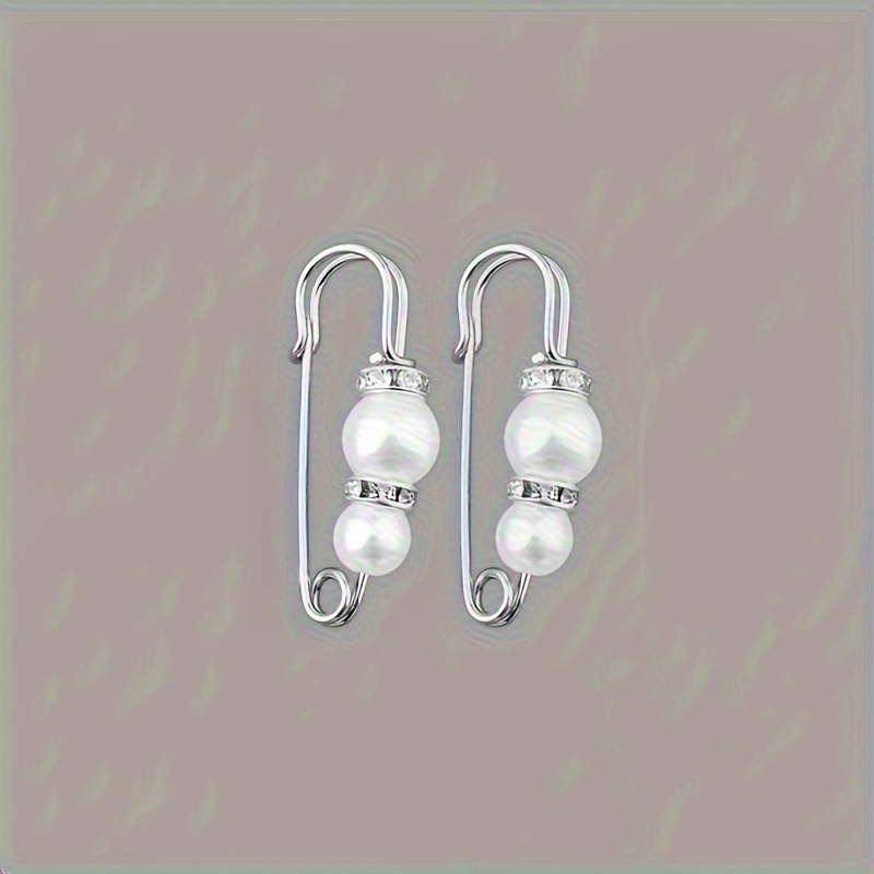 2pcs White Fuax Pants Waist Pin Elegant Fixed Brooch For Women Clothings Decoration