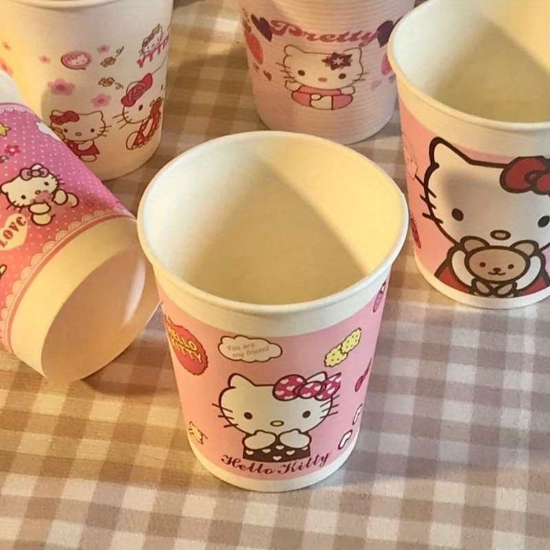 50pcs paper cups cute cartoon pattern paper cup set cute pink mixed design disposable water cups for parties picnics   and dinning room home supplies details 1