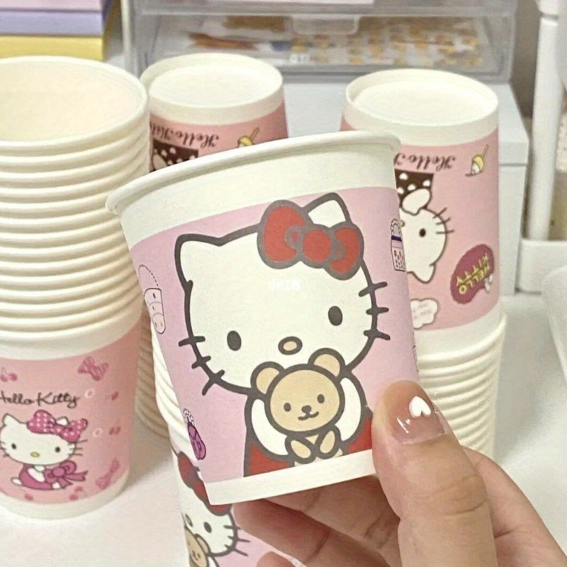 50pcs paper cups cute cartoon pattern paper cup set cute pink mixed design disposable water cups for parties picnics   and dinning room home supplies details 2