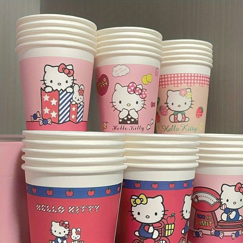 50pcs paper cups cute cartoon pattern paper cup set cute pink mixed design disposable water cups for parties picnics   and dinning room home supplies details 5