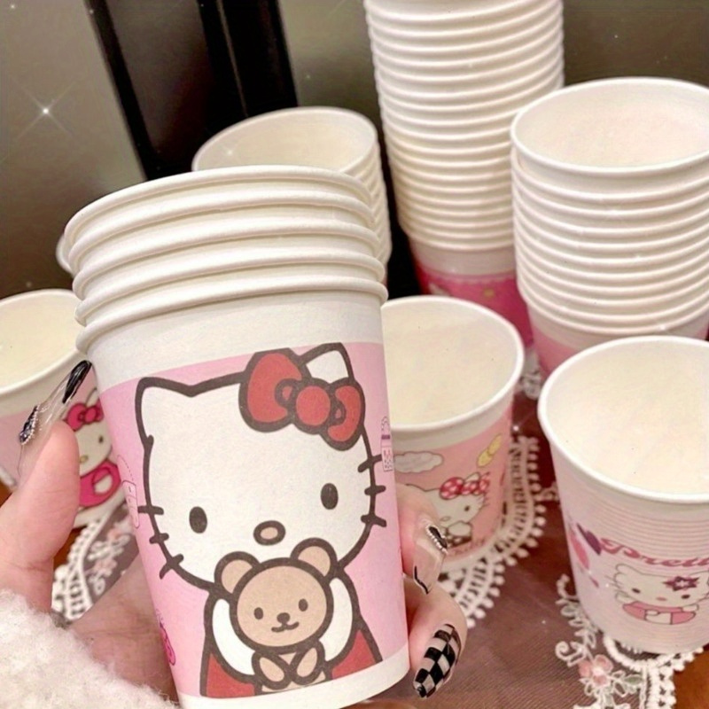 50pcs paper cups cute cartoon pattern paper cup set cute pink mixed design disposable water cups for parties picnics   and dinning room home supplies details 6