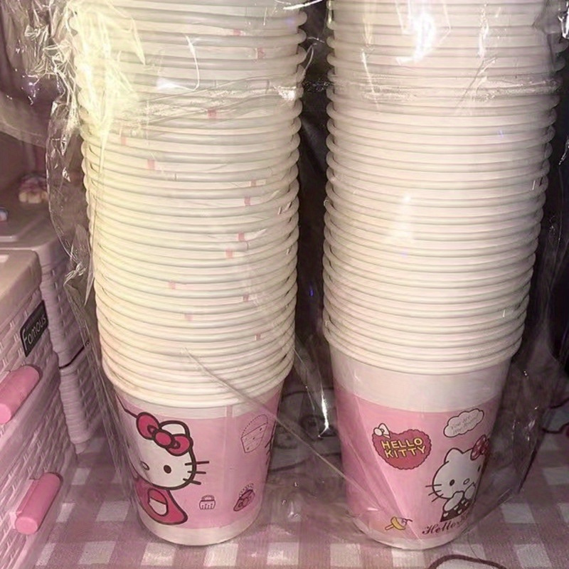 50pcs paper cups cute cartoon pattern paper cup set cute pink mixed design disposable water cups for parties picnics   and dinning room home supplies details 7