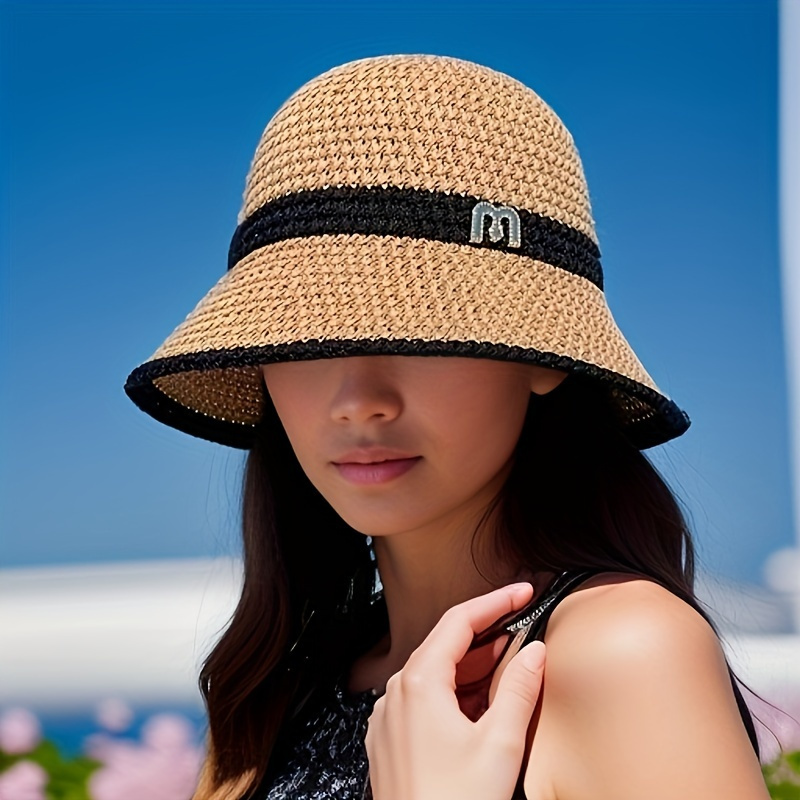 

Versatile Straw Sun Hat Stylish Wide Brim Foldable Beach Hats Uv Protection Outdoor Vacation Travel Suitable For Women