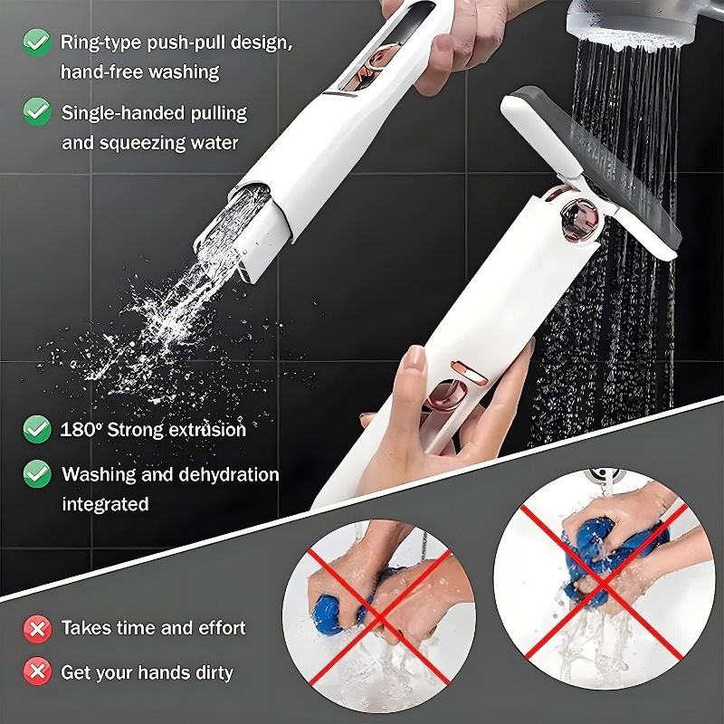 

Portable Hand-free Mini Mop With 1/2/3 Sponge Heads – For Bathroom, Car, And Window Cleaning – Multipurpose Cleaning Tool