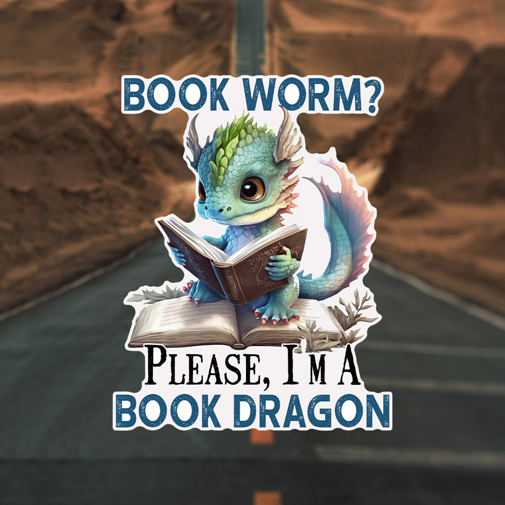 

1pc Book Dragon Vinyl Decal Sticker, Adhesive Backed, Paper Material, Quirky Car & Reading Enthusiast Decor