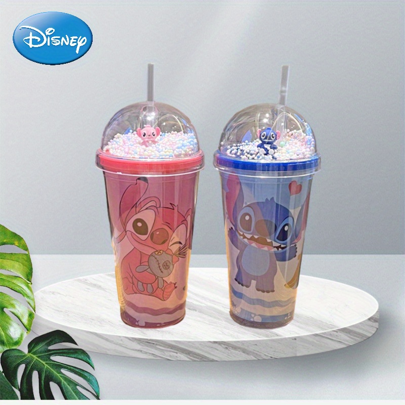 

1pc, Disney Stitch Tumbler With Dome Lid And Straw, 450ml Double Walled Plastic Water Bottle, Water Cups, Summer Winter Drinkware, Travel Accessories, Gifts