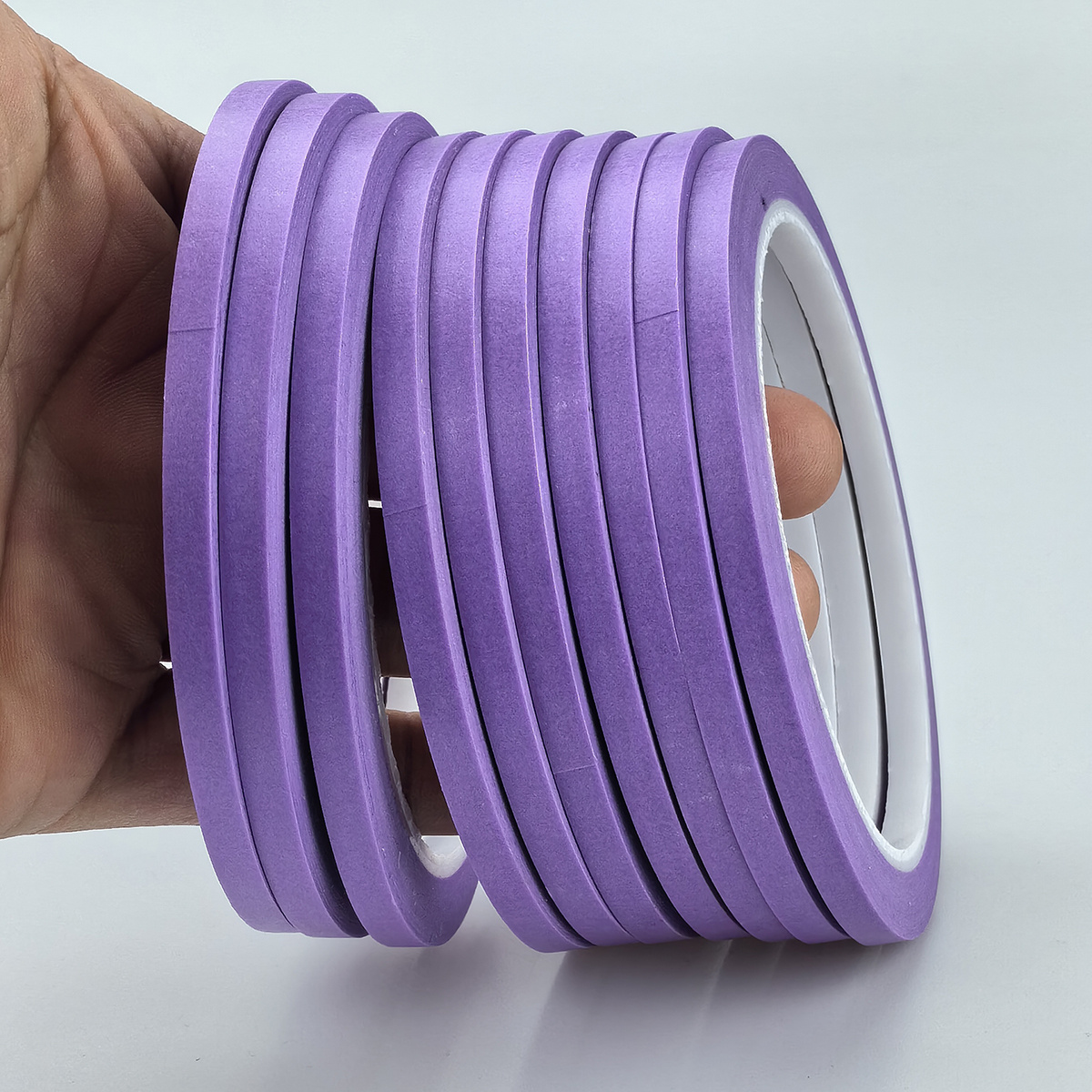 Purple Masking Tape Made Of Washi Paper, Suitable For Spray Painting, Drawing, And Crafts, Measuring 5mm X 25m, With 10 Rolls