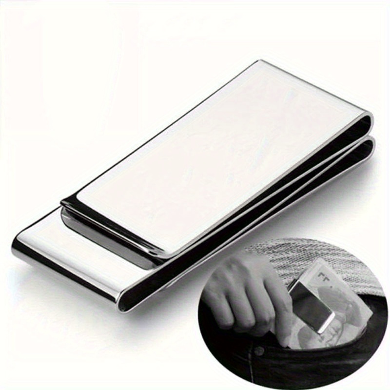 

1pc Men's Stainless Steel Pocket Money Clip, Metal Clamp Card Holder, Credit Card Money Holder