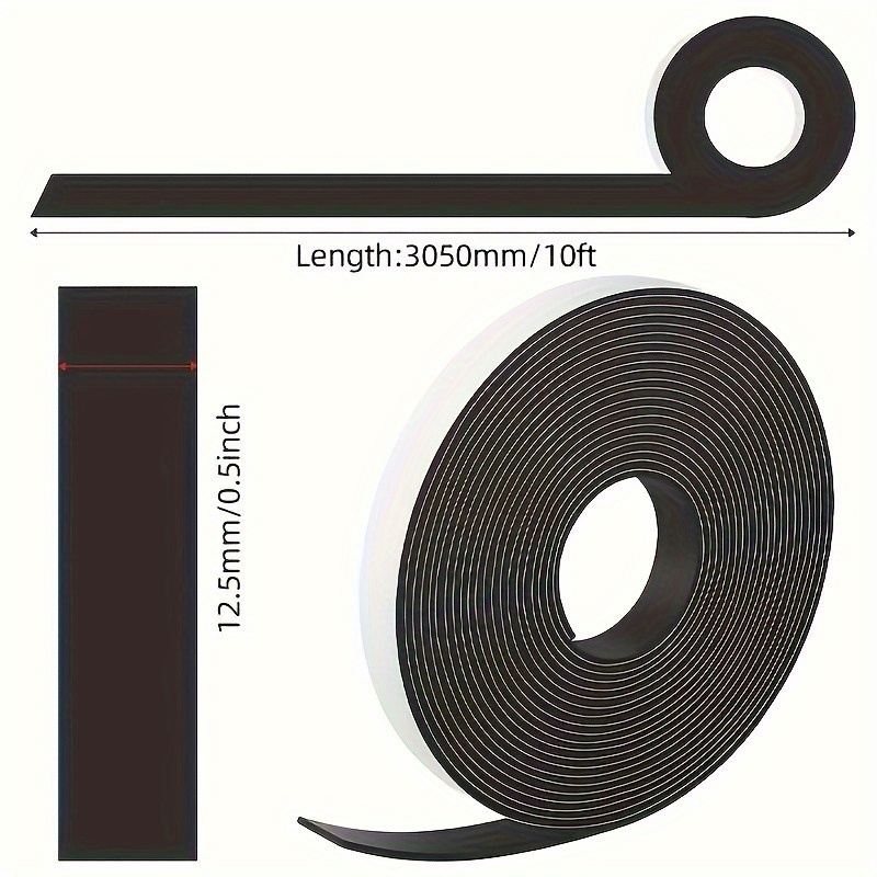 

1 Roll 3.05meter*2.49cm/3.05meter*1.27cm Adhesive Back Magnetic Tape, Strong Self Adhesive Flexible Magnetic Strip, Soft Magnetic Strip, Magnet Tape Roll Perfect For Projects, Fridge