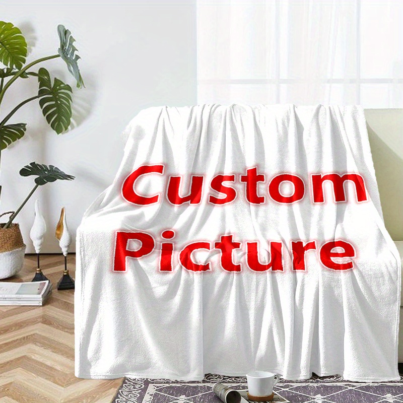 

1pc Custom Photo Flannel Blanket, Ideal For Travel Sofa Beds And Home Decor, For Birthday Or Holiday Gift, Available For All Seasons