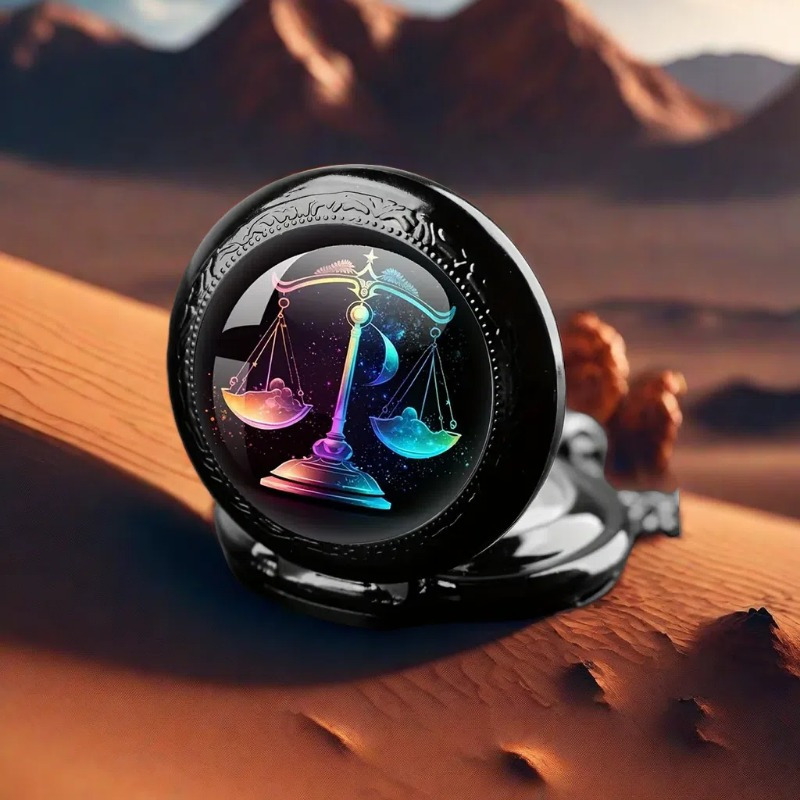 judge scale glass round quartz pocket watch fashion quartz pocket watch with chain unique new year christmas birthday gift details 1