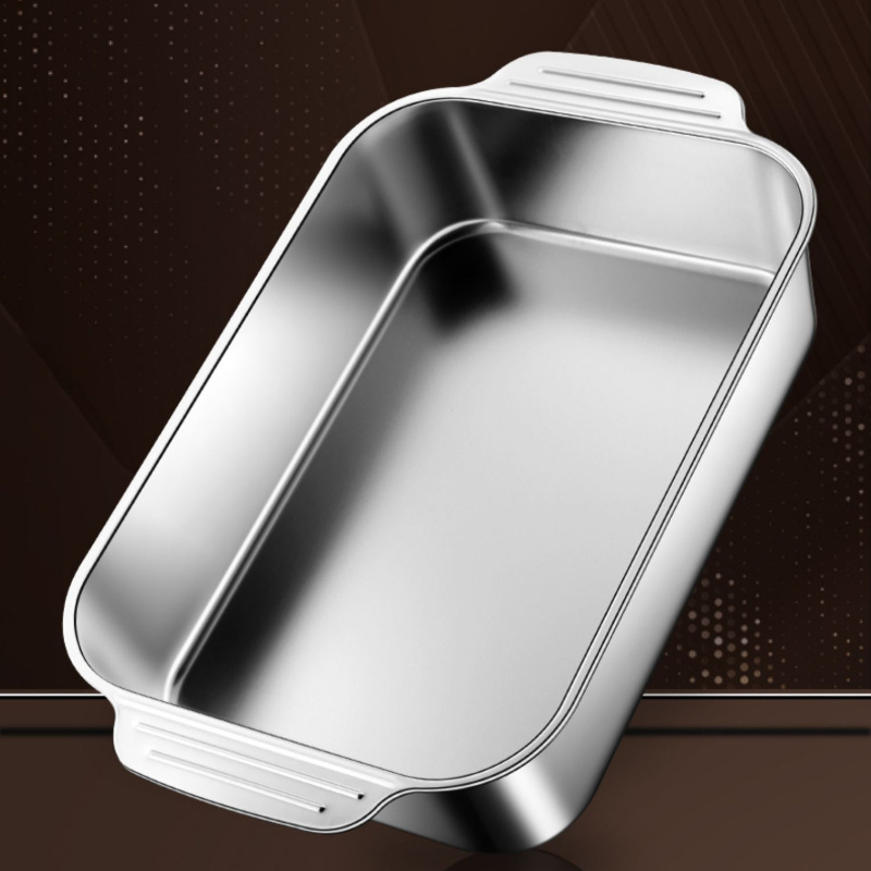 Stainless Steel Baking Tray, Rectangular Deep Fish Baking Pan For Home Use, Grilling Tray, Fish Baking Dish, Induction Cooker Compatible Cookware