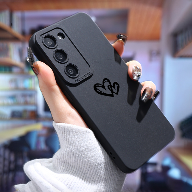 TEMU Phone Case: Luxury Matte Cases For Black Heart Phone Case For Galaxy S24 Ultra S23 Plus S22 + S21 S20 Fe S10 A72 A54 5g A53 A52 A52s A15 A14 A13