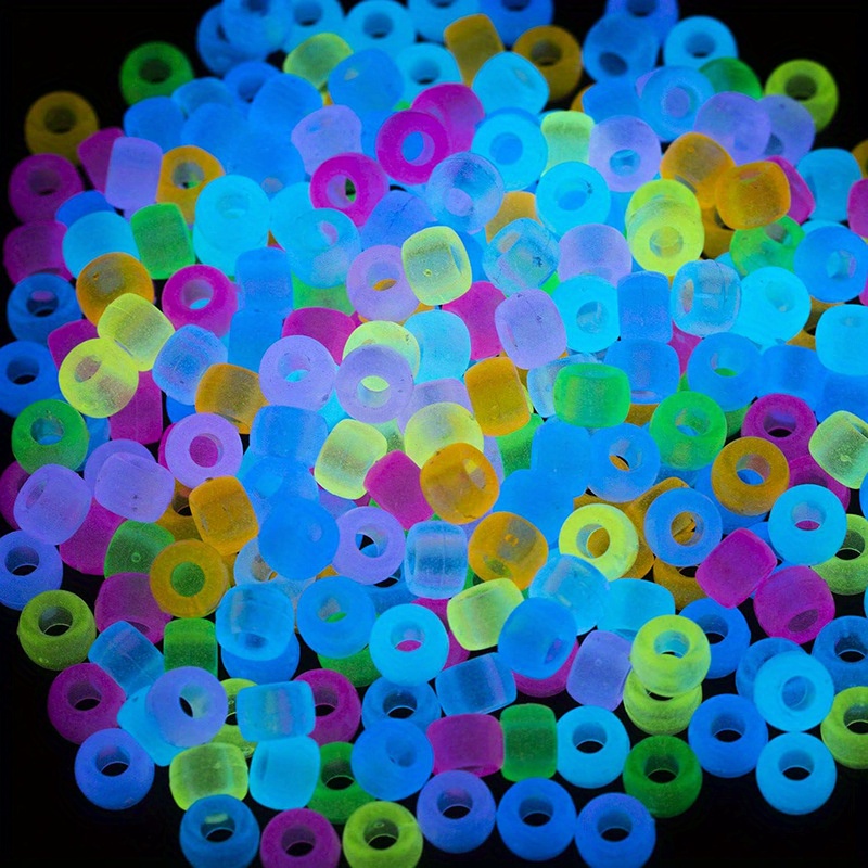 

300pcs Glow-in-the-dark Acrylic Beads 6x9mm, Assorted Colors Large Hole Barrel Beads For Diy Jewelry Making, Necklace, Bracelet Crafting Supplies