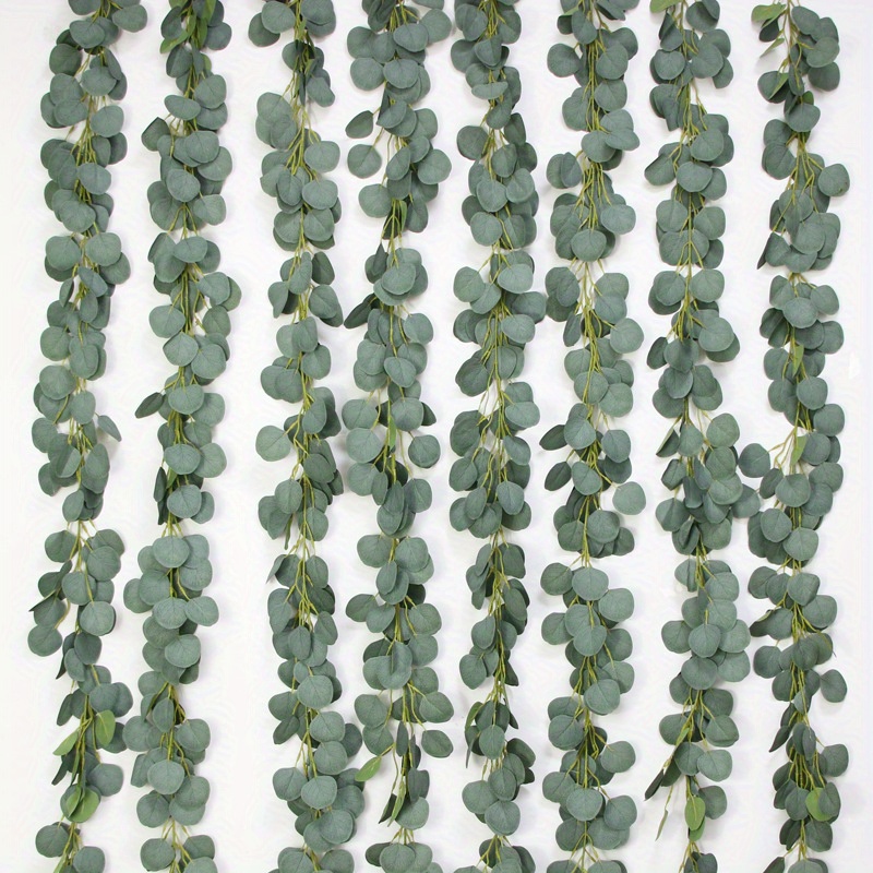 

6/12pcs Artificial Eucalyptus Garland, Faux Eucalyptus Leaves Wreath Vines, Home Table Greenery Garland For Wedding Party Table Fireplace Bedroom Wall Room Decor, Summer Decor