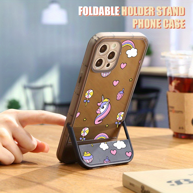 unicorn rainbow aesthetic phone case foldable stand Temu