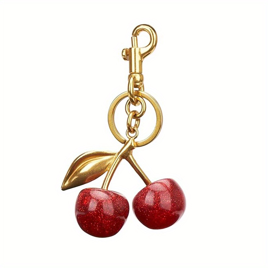 

Glitter Cherry Keychains Sparkling Resin & Metal Accessory For Purses And Bags Perfect For Women Men