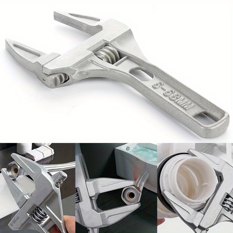 TEMU 1pc Adjustable Aluminum Alloy Wrench, Strong Clamping, Large Opening, Multifunctional Wrench For Home Repair Maintenance