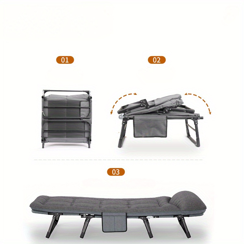 lunch break folding bed outdoor camping portable folding bed reinforcement extra thick single bed simple portable office napping march bed multi functional lying chair details 2