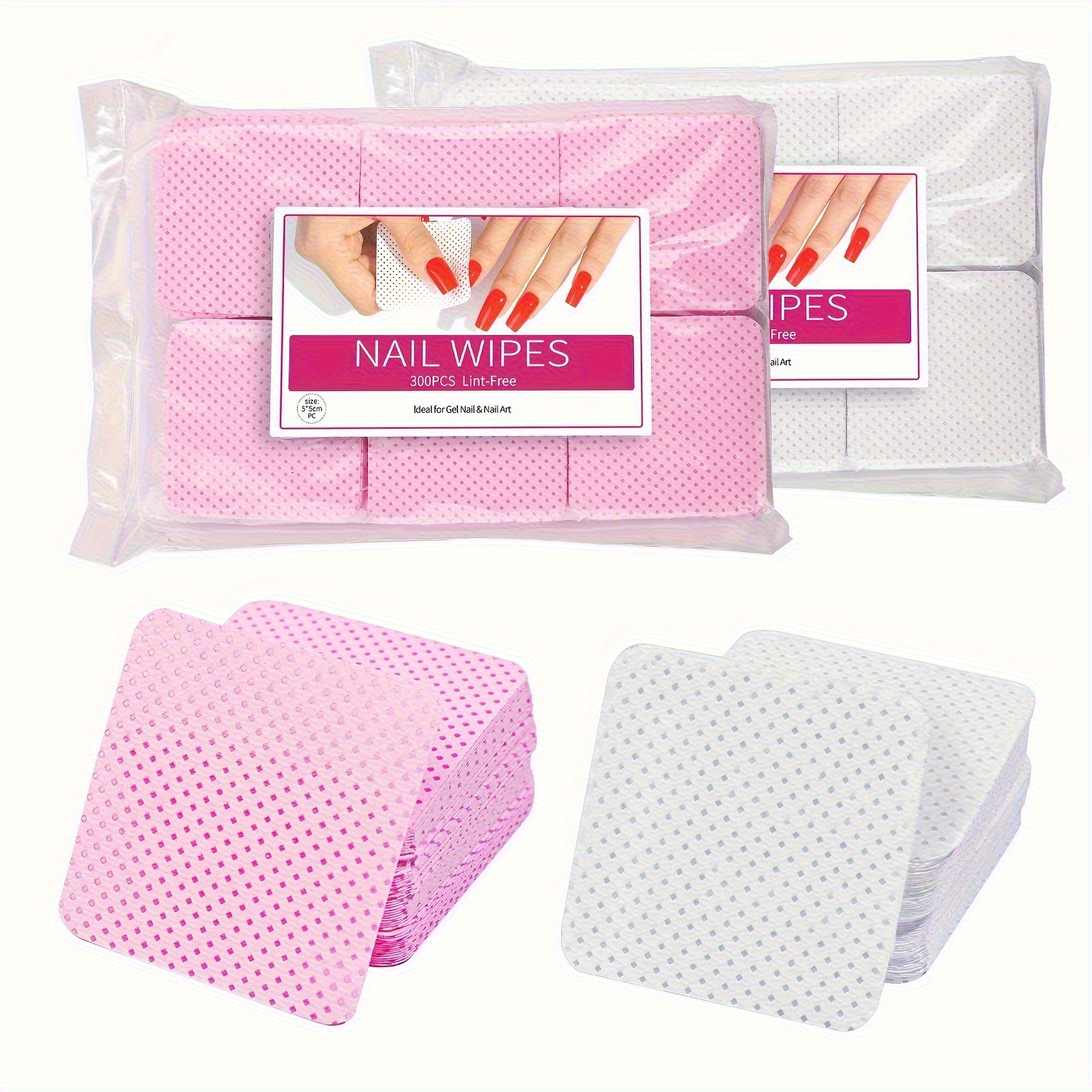 

300-pack Non-woven Nail Wipes, Lint-free Nail Cleaning Pads, Quick Nail Polish Removal, Manicure & Pedicure Supplies