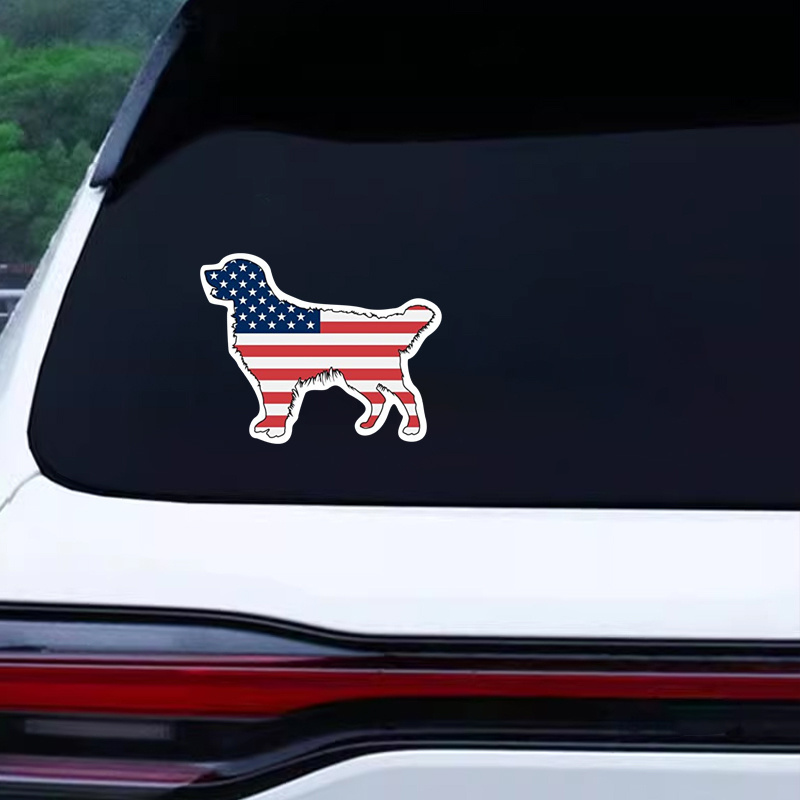 

Golden Retriever - Dog Usa American Flag Pattern Sticker - For Car Motorcycle