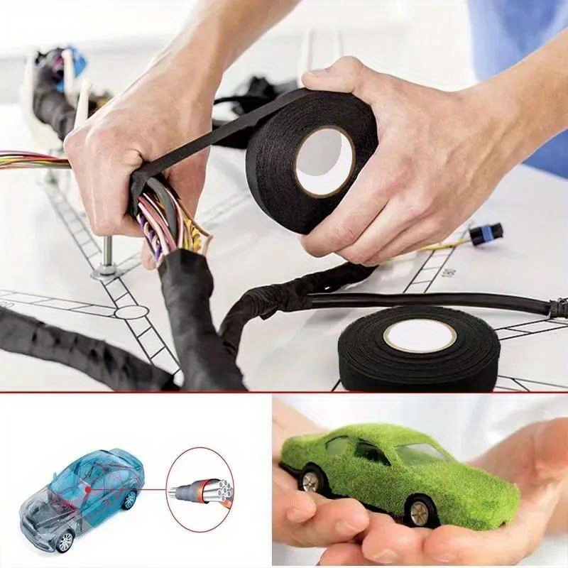 15m Heat-resistant Flame Retardant Adhesive Cloth Tape for Car Home Cable Harness Wiring Loom Protection Insulation Tape Sticker Sound noise reduction wrapped with tape Car horn wiring harness