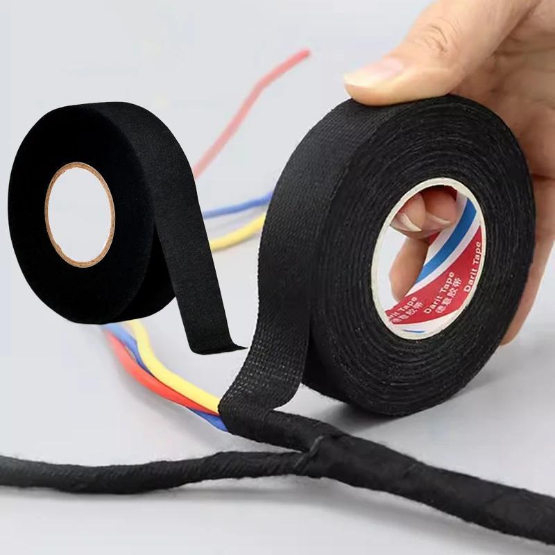 15m Heat-resistant Flame Retardant Adhesive Cloth Tape for Car Home Cable Harness Wiring Loom Protection Insulation Tape Sticker Sound noise reduction wrapped with tape Car horn wiring harness