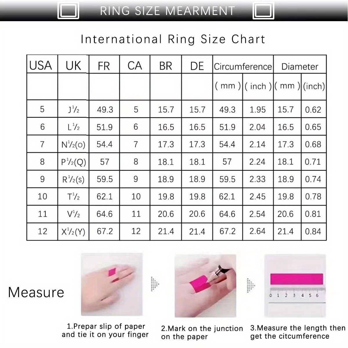 Hong Kong International Ring Sizer Womens Ring Ring Size To Mm Us