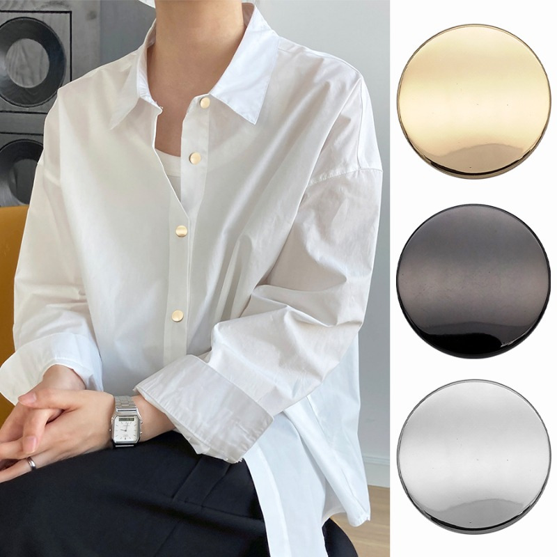 

10pcs 10/15/20/25mm Fashion And Minimalist Metal Button Clothing Decoration Accessories, Graphic Design, Hand Buttons Suitable For Shirts, Dresses, Denim Jackets, Color: White, Material: Metal