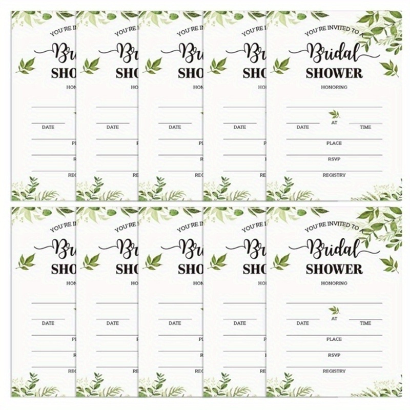 

10pcs, Green Plant Bridal Shower Game Card Set Wedding Shower Present Supplies For Festival Holiday Party Game Card