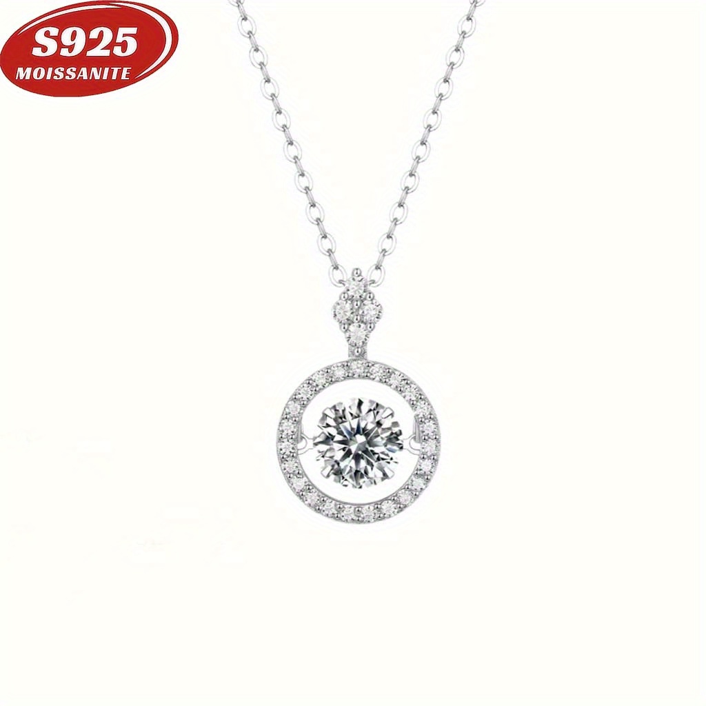 

Elegant S925 Sterling Silver 1 Carat Moissanite Pendant Necklace - Bohemian Minimalist Style, , Gifts, And Like Valentine's Day, Day, Anniversaries, And Weddings - Includes Gift Box