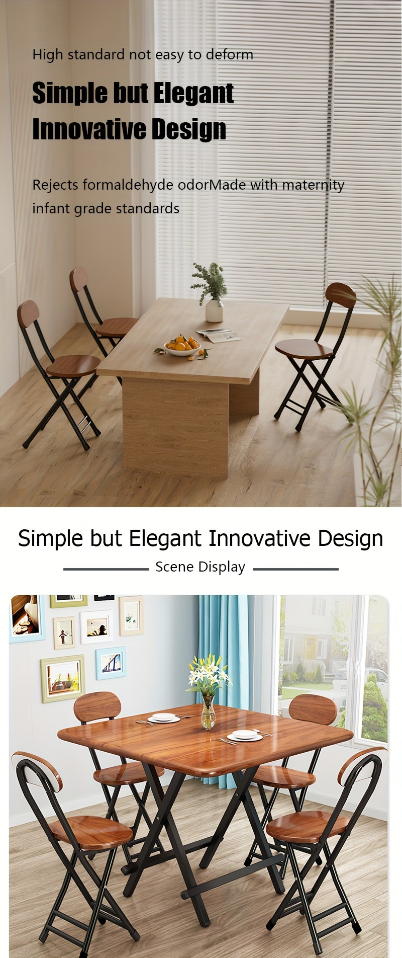 1pc Folding Metal Chair with Backrest, Compact Portable Design for Household, Computer Seating, Space-Saving Black Frame with Wood End, Ideal Home Supplies