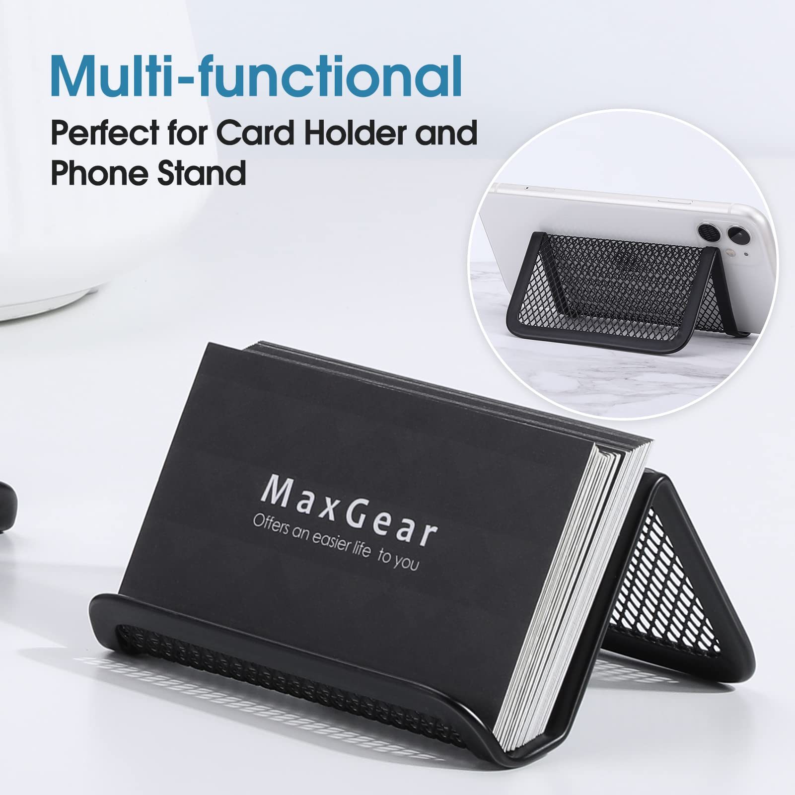 

2pcs Mesh Business Card Holder For Desk- Metal Business Card Holder Display - Business Card Stand Holder