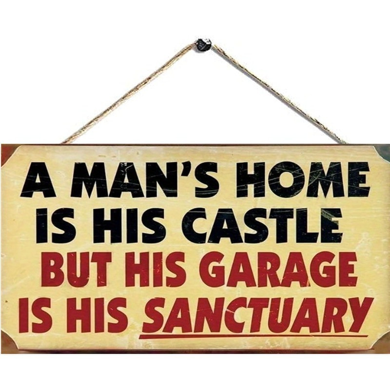 

1pc, 's His Castle, But His Garage Is His , A Bar, Cafe, Garage Wall Decoration, Vintage Style Land Sign, Home Decoration Wooden Sign, Home Decoration Supplies, Bedroom Decoration Supplies