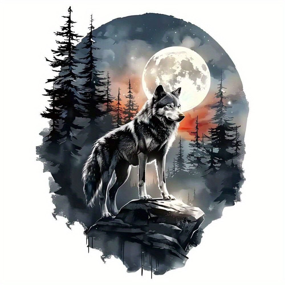

1pc/2pcs/3pcs In The Forest Stood A Wolf Iron On Stickers For Men, Suitable For T-shirt, Hoodies, Dresses