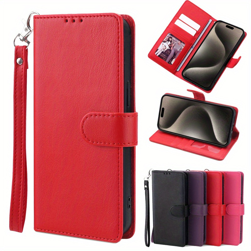 

Luxury Magnetic Flip Wallet Case For Redmi 13c - Faux Leather Protective Cover With Card Slot & Stand, Available In Black, Red, Purple, Pink