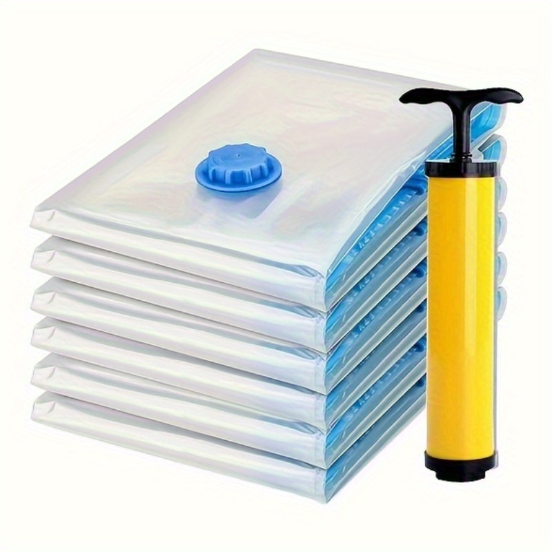

Large Capacity Vacuum Storage Bags With Hand Pump, Clear Plastic Space Saver Bags For Clothes & Bedding, Dustproof Double-zip Seal For Wardrobe And Travel Accessories