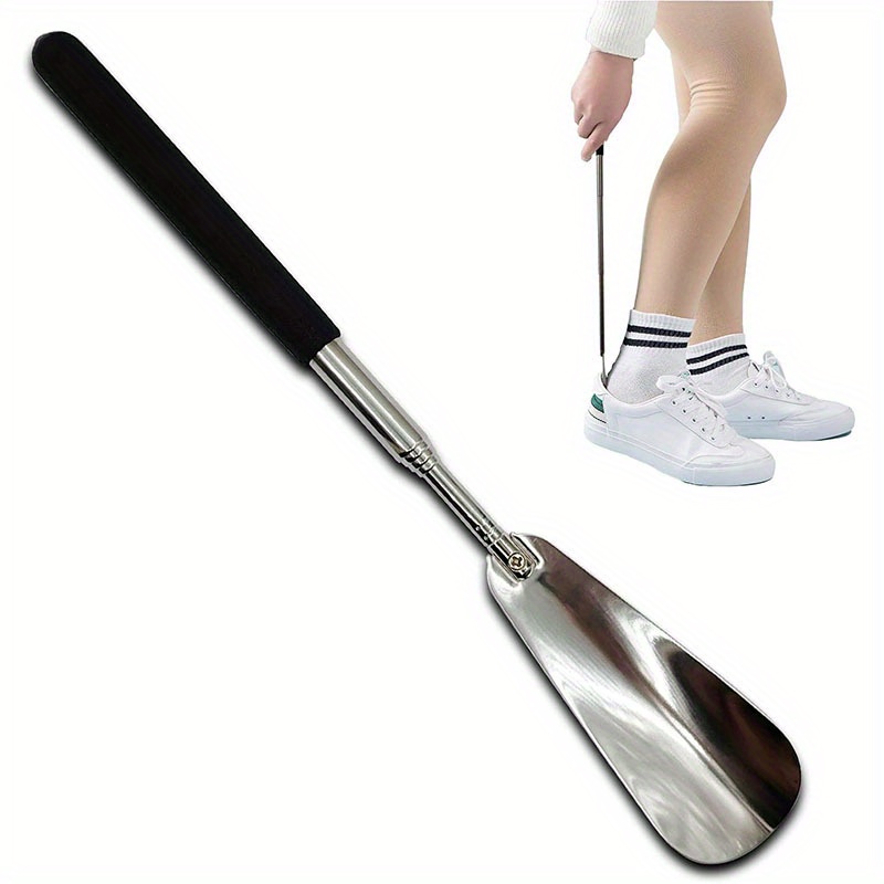 

1pc Adjustable Stainless Steel Long Handle Shoehorn For Men And Women, Stretchable Shoe Horn For Easy Shoe Removal And Wear