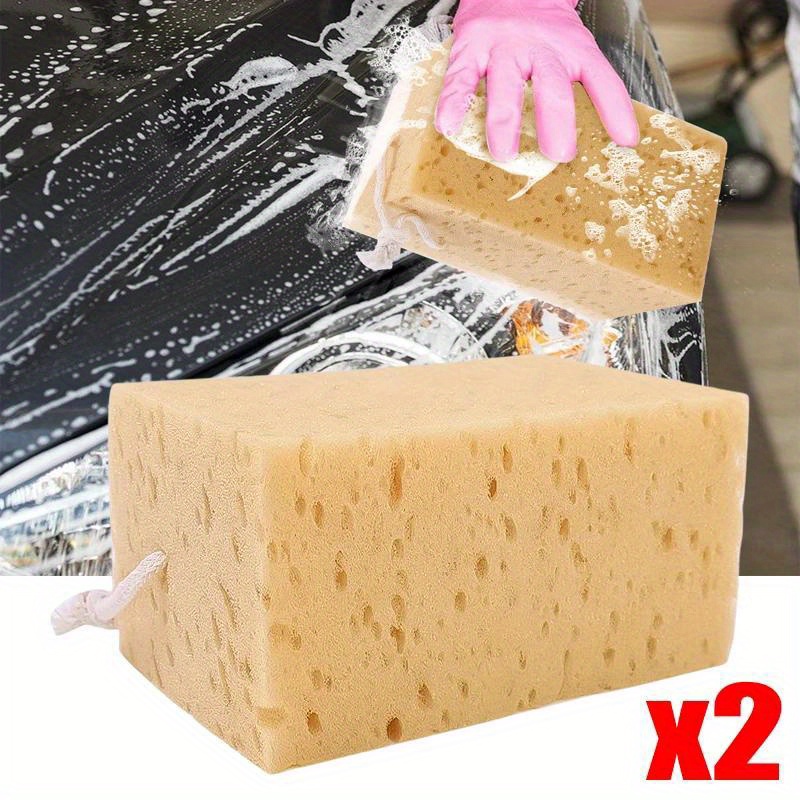 

2pcs Premium Car Wash Sponges - Durable Pp Auto Detailing & Tire Cleaning Brushes For Enhanced Vehicle Care