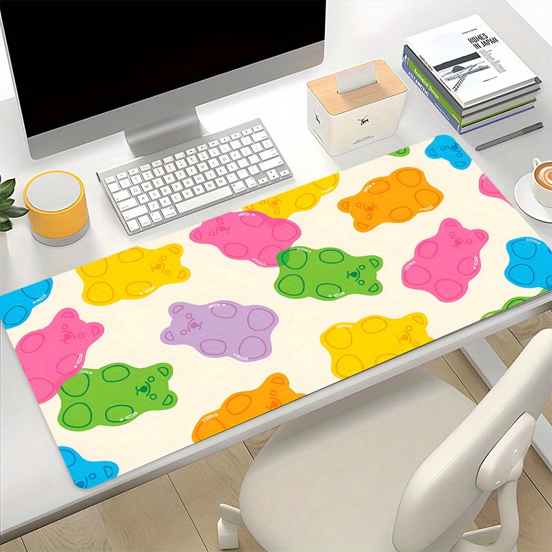 

Cute Cartoon Colorful Bear Large Mouse Pad Computer Hd Desk Mat Keyboard Pad Natural Rubber Non-slip Office Mousepad Table Accessories As Gift For Boyfriend/girlfriend Size35.4x15.7in