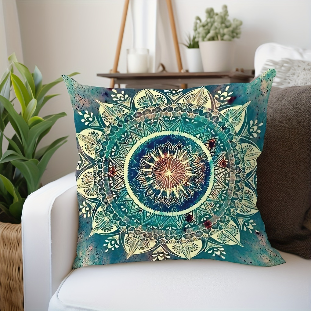 

Jit 1pc Mandala Pattern Throw Pillow Covers, Boho Ethnic Pillow Case For Bed Couch Sofa Bedroom Car Home Decor, No Pillow Insert, 17.7*17.7in