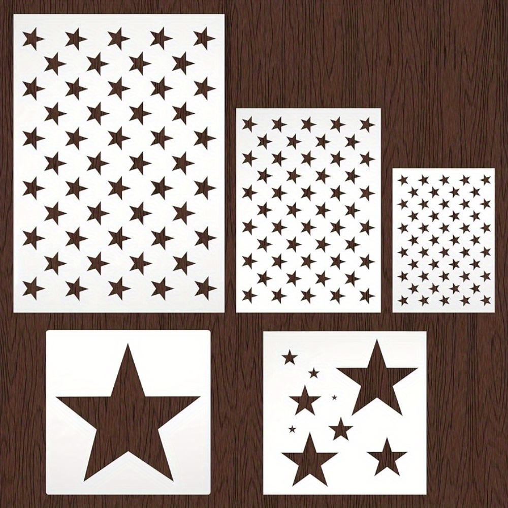 

American Flag 50 Stars Stencil Template, Large Plastic Stencil Template,reusable Star Stencil Template For Painting On Wood,paper,fabric,glass,wall,independence Day Project,diy Crafts(5pcs)