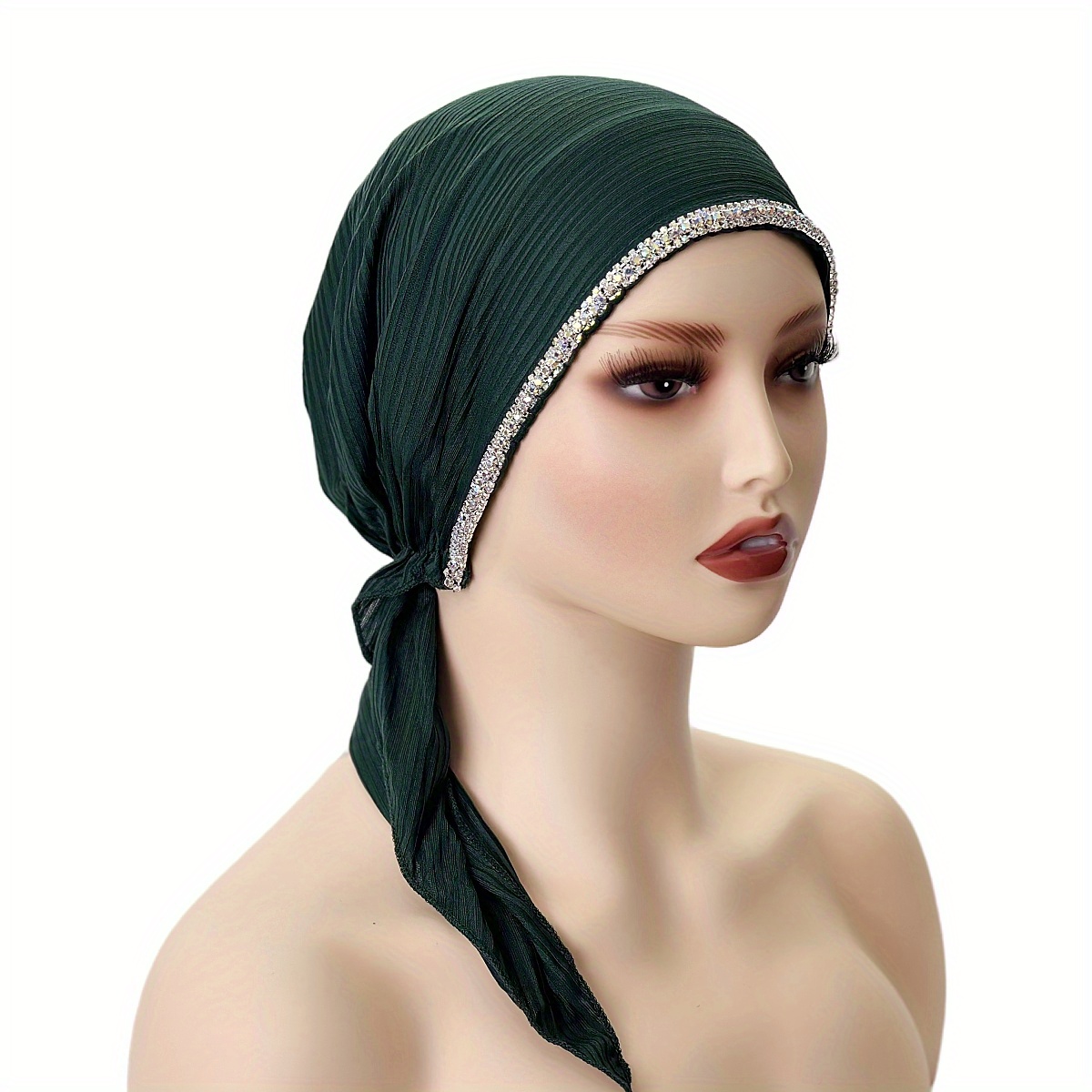 1pc Women's Fashion Chain-strap Full-diamond Craft Headscarf Decoration Hair Care Outing Versatile Daily Elastic Fabric Casual Charm Wear Headscarf
