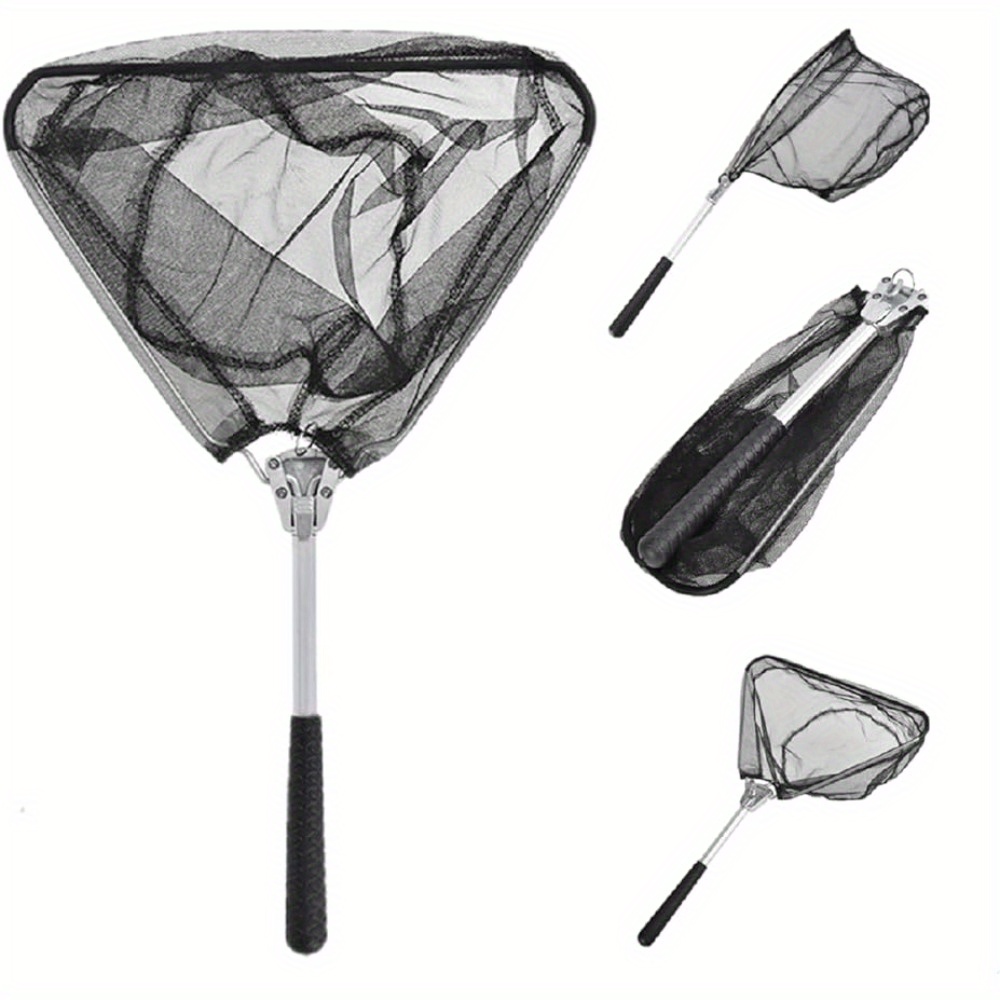 

1pc Foldable Fishing Landing Net, Light Weight Portable Dip Net For Fly Fishing, Aluminum Alloy Handle, Durable Nylon Mesh
