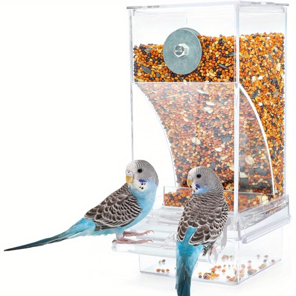 

Acrylic Automatic Bird Feeder, No Mess Pet Food Dispenser, Transparent Seed Container, Easy Cage Attachment Accessories