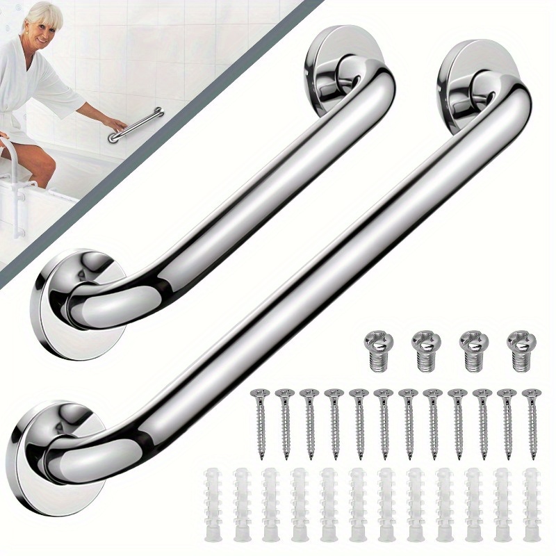 

Stainless Steel Grab Bar Handle For Bathroom Safety - Choose 12" Or 20" Length, 201 Stainless Steel