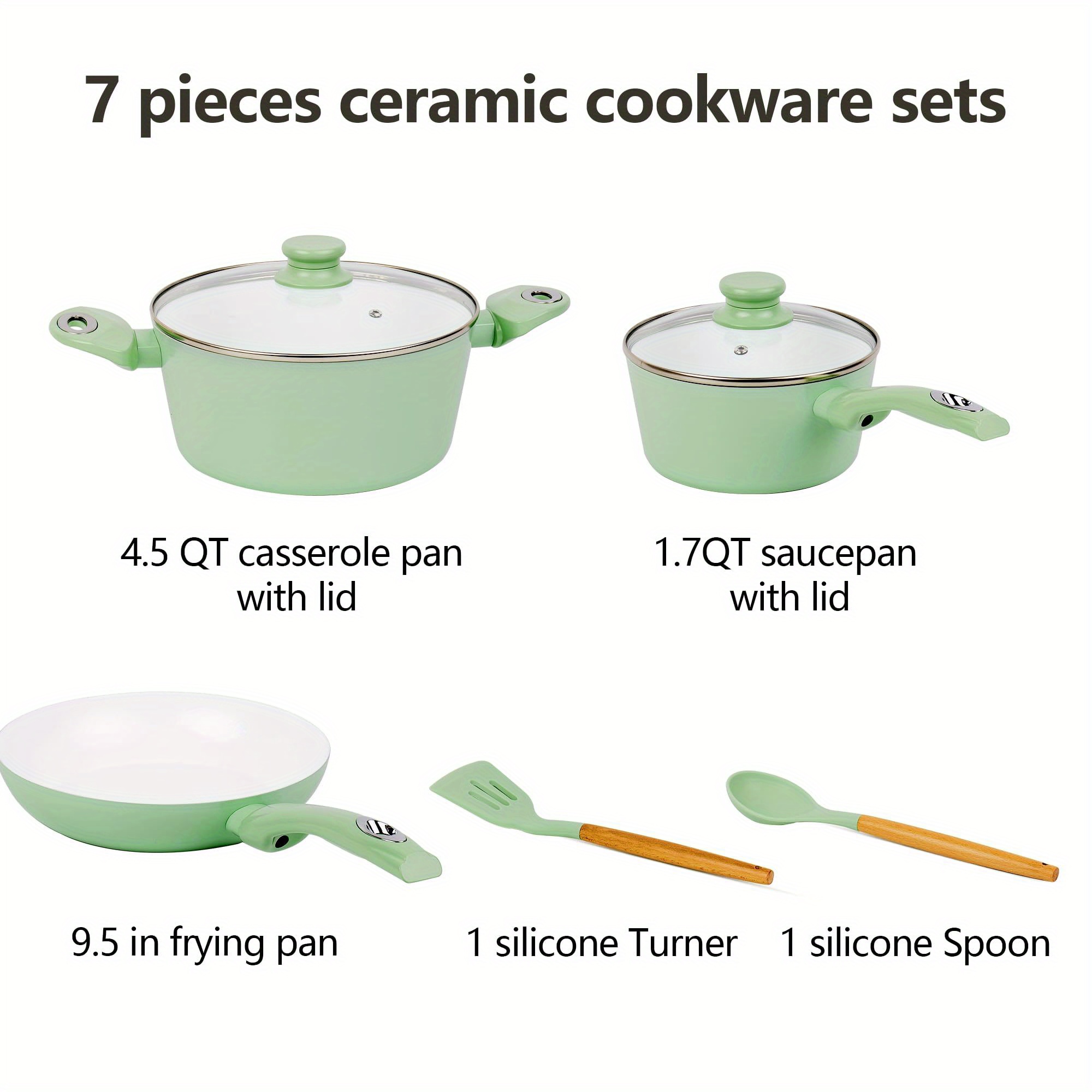 7pcs set non stick ceramic cookware set   free frying pan covered stew pot soup pot aluminum kitchen cookware set gas induction compatible household utensils details 1