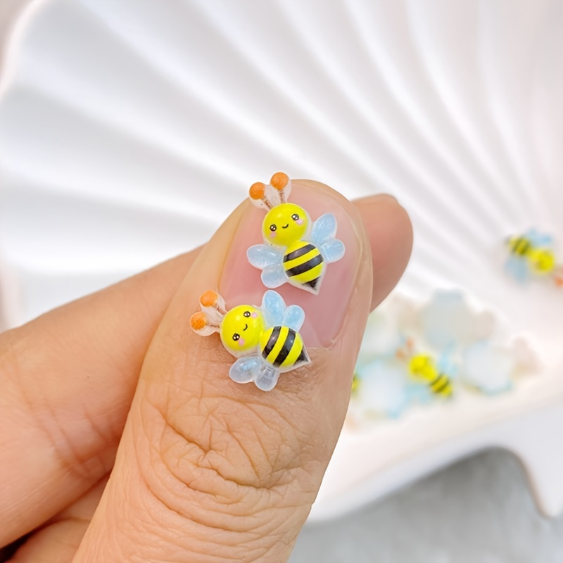 

30pcs Cute Resin Bee Nail Charms With Rhinestones, Cartoon-style Bee Nail Art Gemstones For Diy Crafts & Wedding Accessories, Nail Art Accessories|cartoon |decorative Nail Pieces, Nail Art Charms