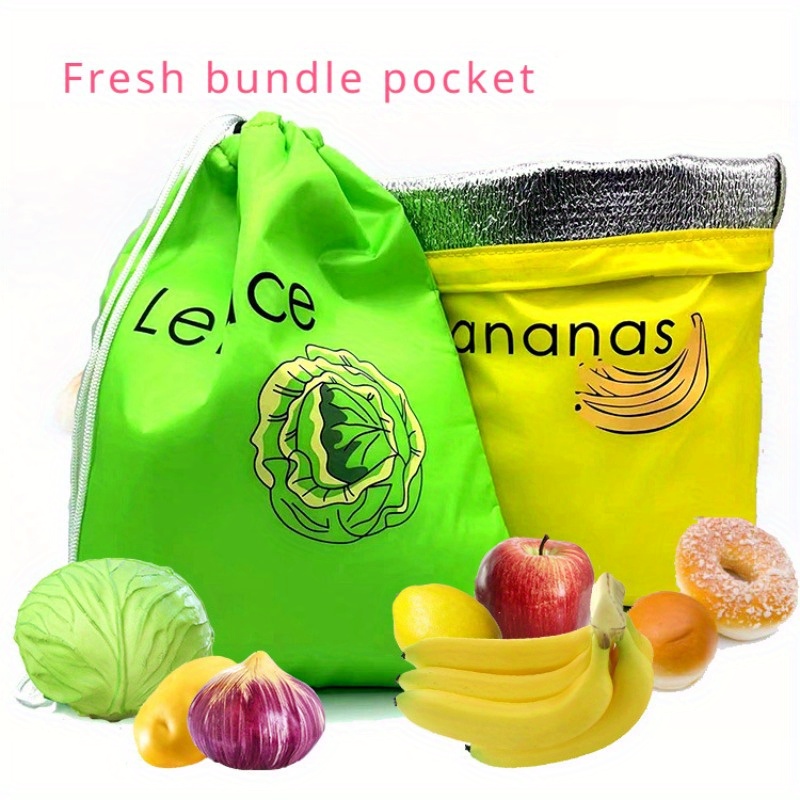

1pc/2pcs, Insulated And Shockproof Vegetable And Fruit Shopping Bag, Storage Bag, Lettuce And Banana Fresh-keeping Bag, Food Preservation Bag
